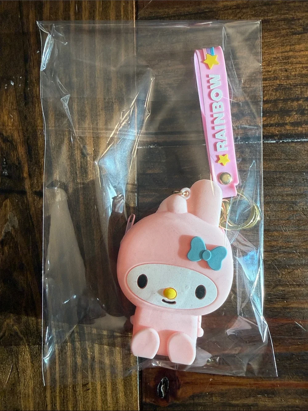Kawaii Bunny-Themed Character Keychain Coin Pouch w/Goldtone Wristlet Strap